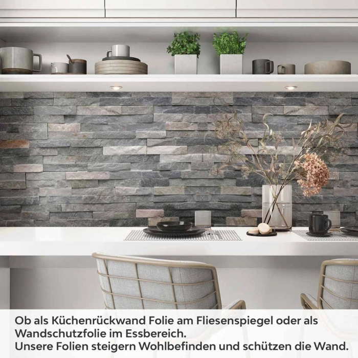 Küchenrückwand Folie - Vielschichtige Schieferoptik mit natürlichen Nuancen Artikelbild 1