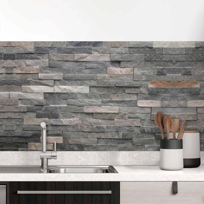Küchenrückwand Folie Schieferoptik mit natürlichen Nuancen