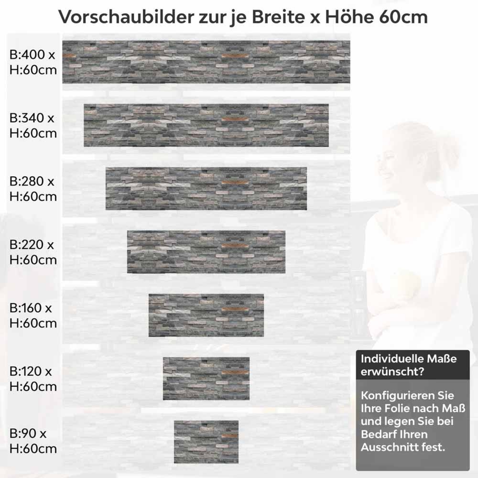Küchenrückwand Folie - Vielschichtige Schieferoptik mit natürlichen Nuancen Höhe 60cm