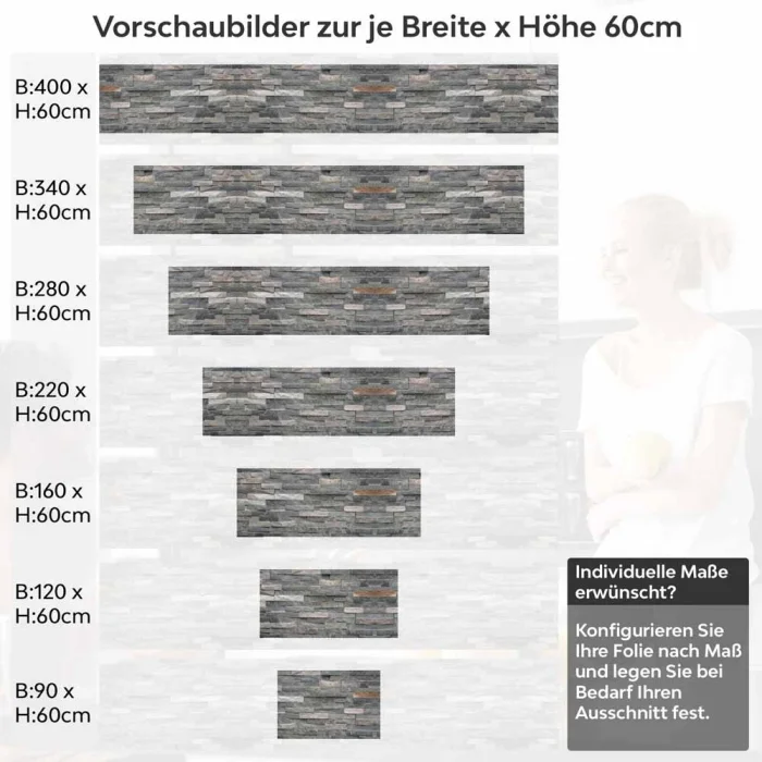 Küchenrückwand Folie - Vielschichtige Schieferoptik mit natürlichen Nuancen Höhe 60cm