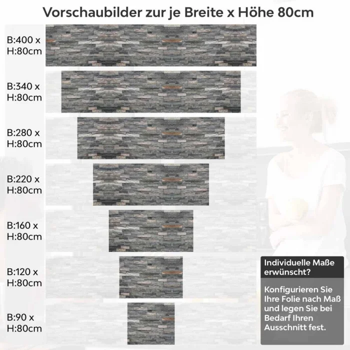 Küchenrückwand Folie - Vielschichtige Schieferoptik mit natürlichen Nuancen Höhe 80cm