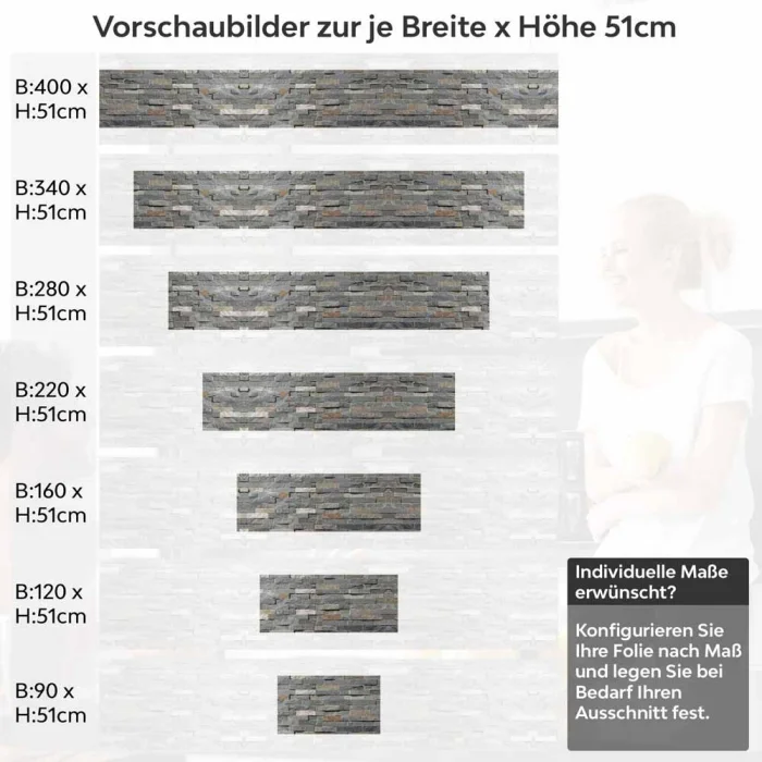 Küchenrückwand Folie Schieferoptik mit markanter Symmetrie Höhe 51cm
