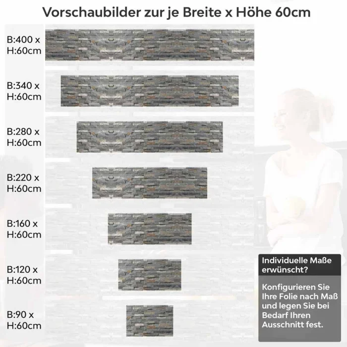 Küchenrückwand Folie Schieferoptik mit markanter Symmetrie Höhe 60cm