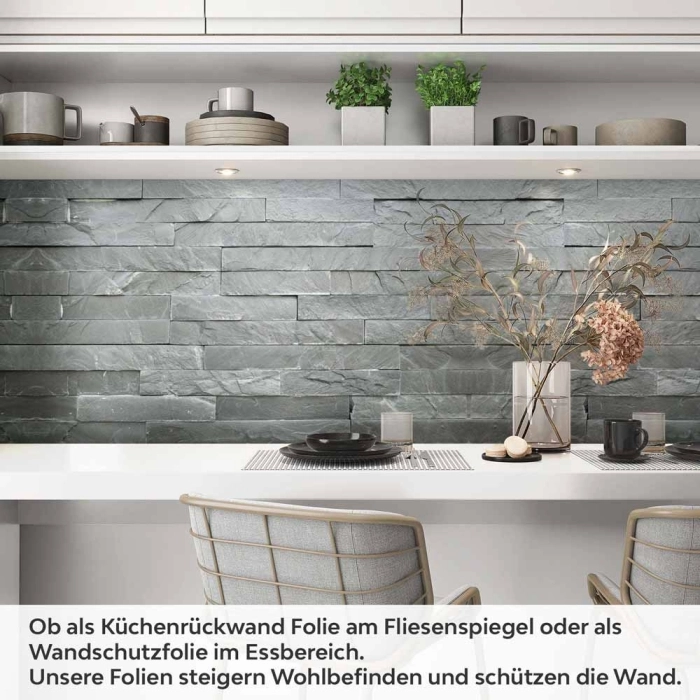 Küchenrückwand Folie Schieferstein - Steinoptik in Anthrazitgrau Artikelbild 1