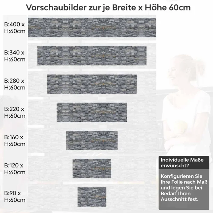 Küchenrückwand Folie Schieferplatten - Optik in Natursteinflair Höhe 60cm