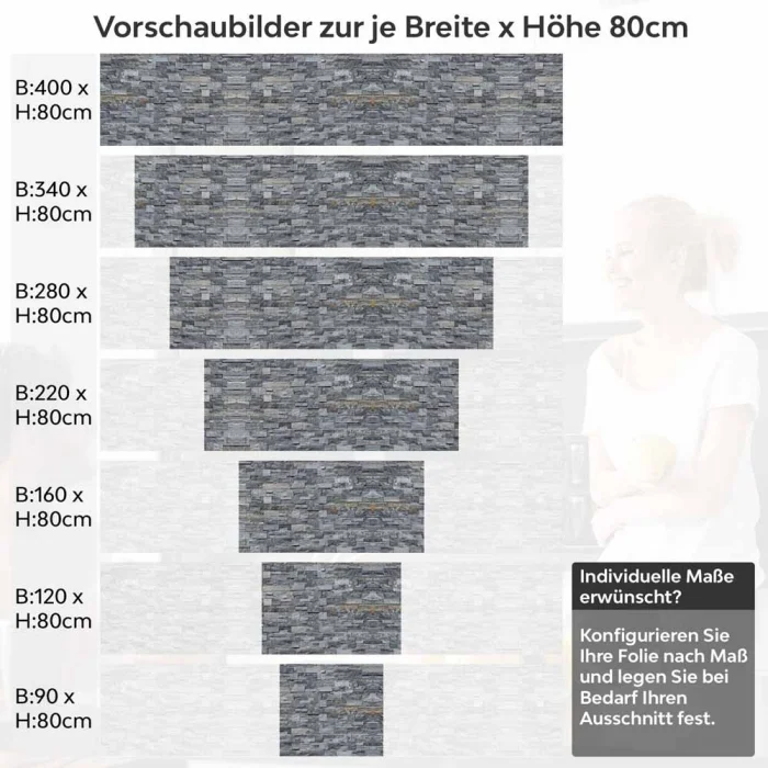 Küchenrückwand Folie Schieferplatten - Optik in Natursteinflair Höhe 80cm
