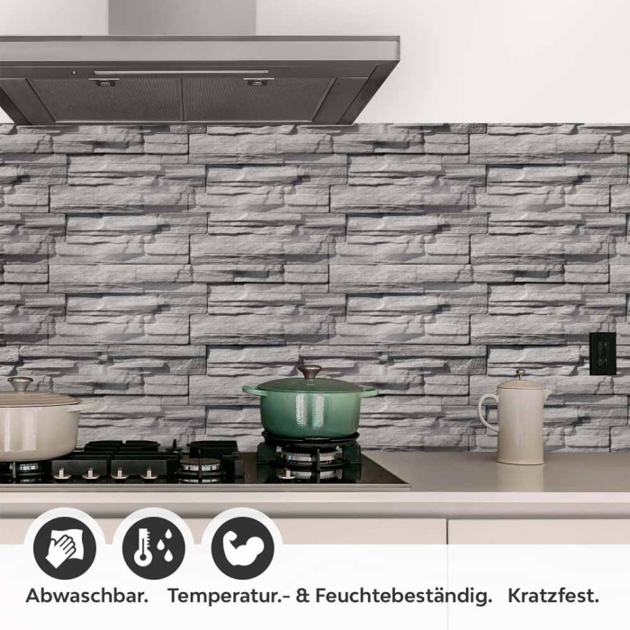 Küchenrückwand Folie graue Schieferstein Textur Detailbild 1