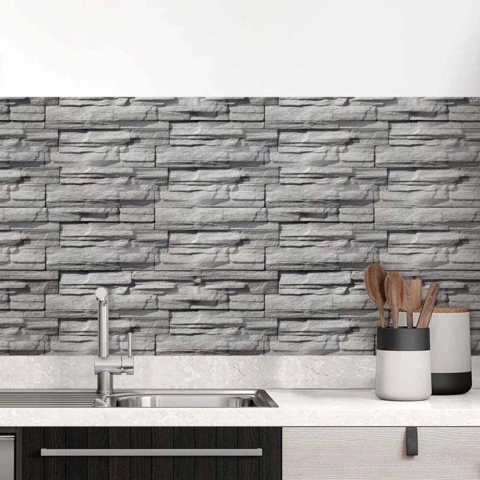 Küchenrückwand Folie graue Schieferstein Textur