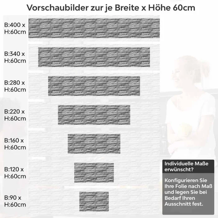 Küchenrückwand Folie graue Schieferstein Textur Höhe 60cm