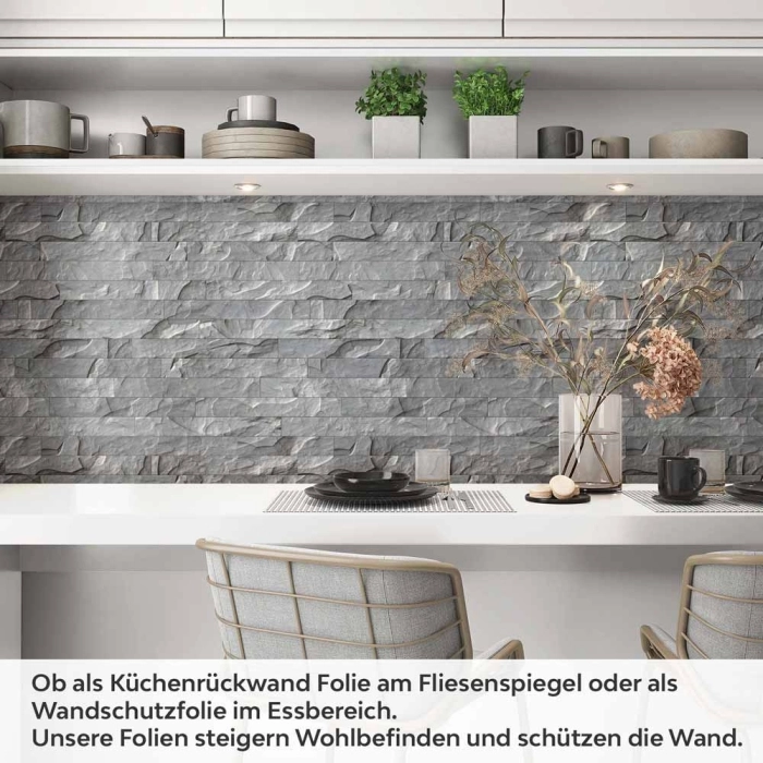 Küchenrückwand Folie Schiefer Steinoptik Anthrazit Artikelbild 1