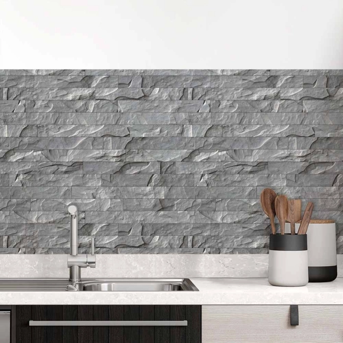 Küchenrückwand Folie Schiefer Steinoptik Anthrazit