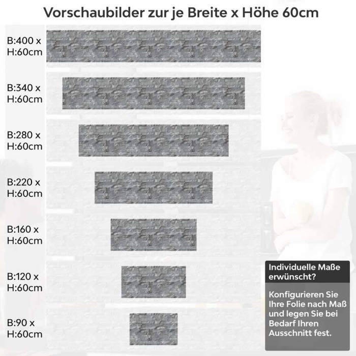Küchenrückwand Folie Schiefer Steinoptik Anthrazit Höhe 60cm