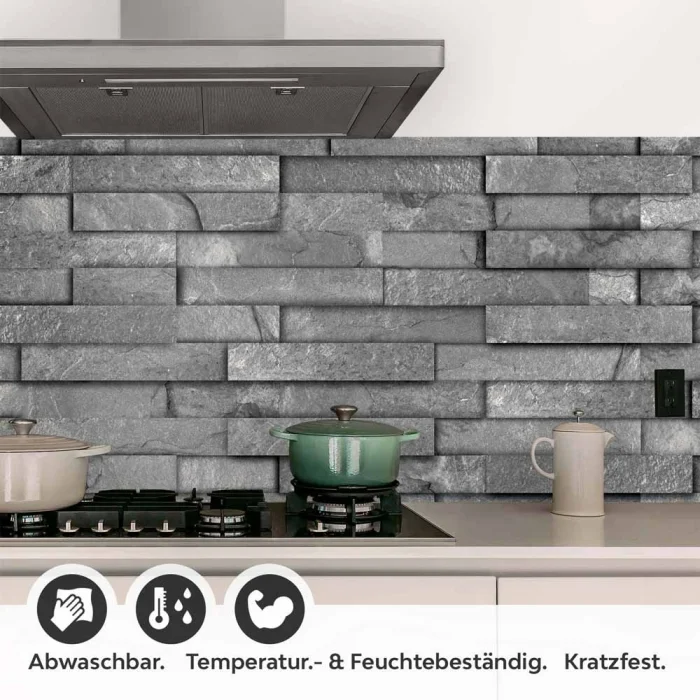 Küchenrückwand Folie Schiefer Steinwand - Grau für urbanes Flair Detailbild 1