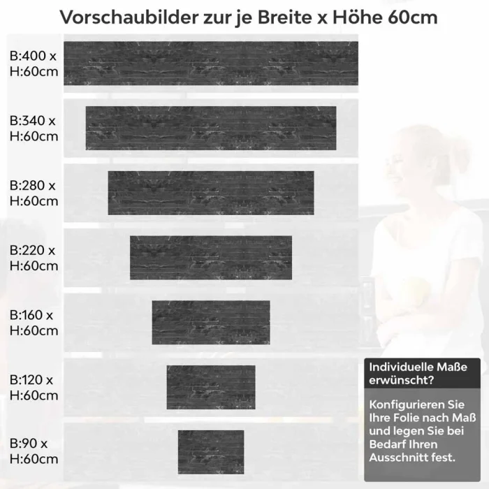 Küchenrückwand Folie Dunkle Schieferstein-Optik für elegante Küchen Höhe 60cm