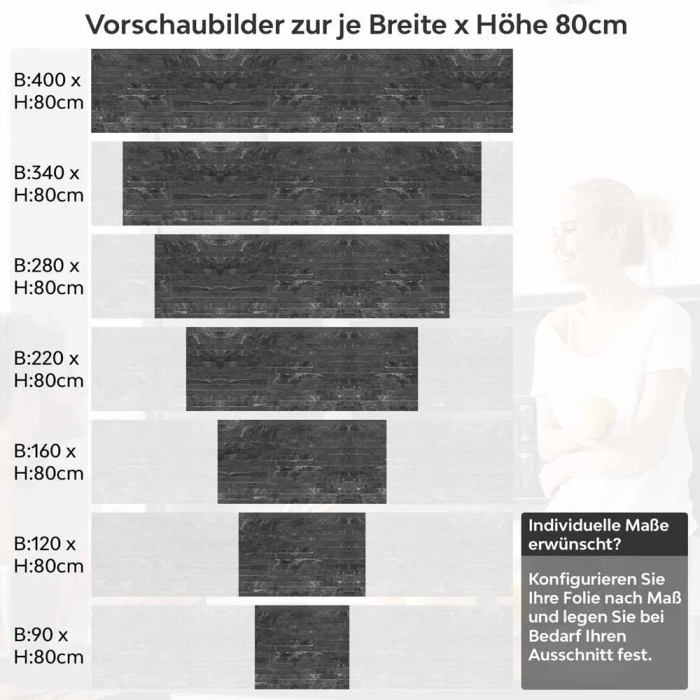 Küchenrückwand Folie Dunkle Schieferstein-Optik für elegante Küchen Höhe 80cm
