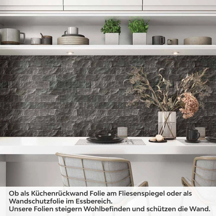 Küchenrückwand Folie Schieferstein-Optik für ein luxuriöses Ambiente Artikelbild 1