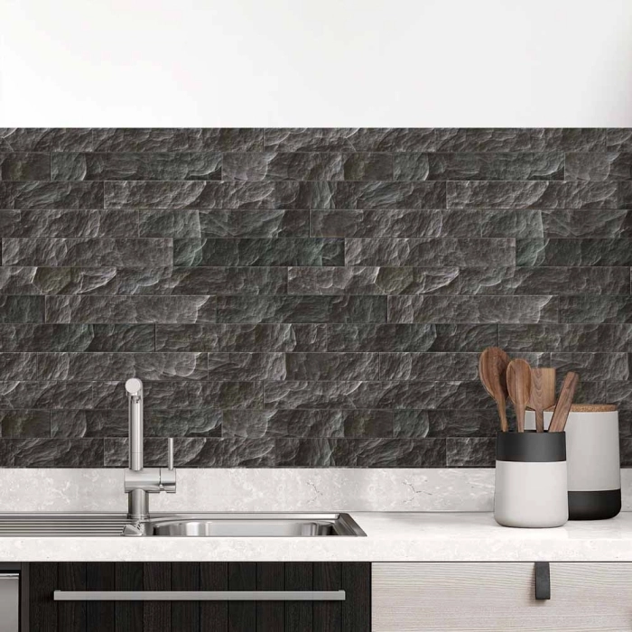 Küchenrückwand Folie Schieferstein-Optik für ein luxuriöses Ambiente Hauptbild 1