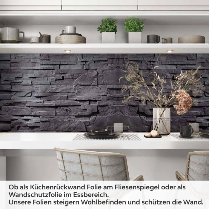 Küchenrückwand Folie Anthrazit-Schiefer - Premium-Look für moderne Küchen Artikelbild 1