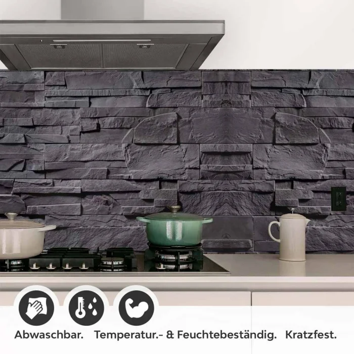 Küchenrückwand Folie Anthrazit-Schiefer - Premium-Look für moderne Küchen Detailbild 1