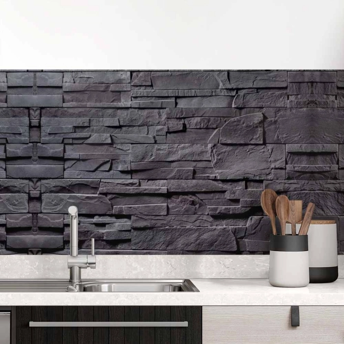 Küchenrückwand Folie Anthrazit-Schiefer - Look für moderne Küchen