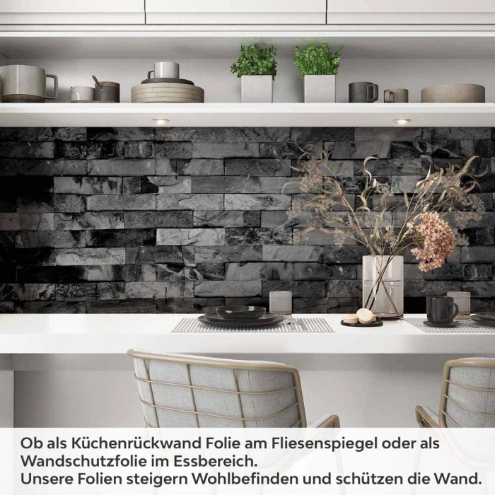 Küchenrückwand Folie Schieferoptik Schwarz - Eleganz für Ihre Küche Artikelbild 1