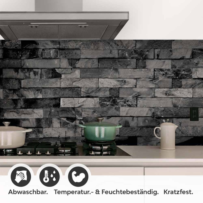 Küchenrückwand Folie Schieferoptik Schwarz - Eleganz für Ihre Küche Detailbild 1