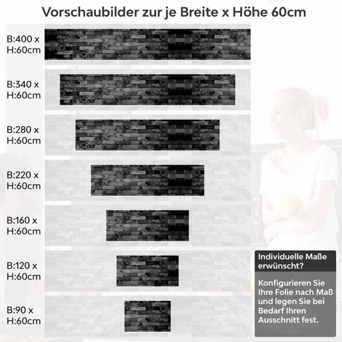 Küchenrückwand Folie Schieferoptik Schwarz - Eleganz für Ihre Küche Höhe 60cm