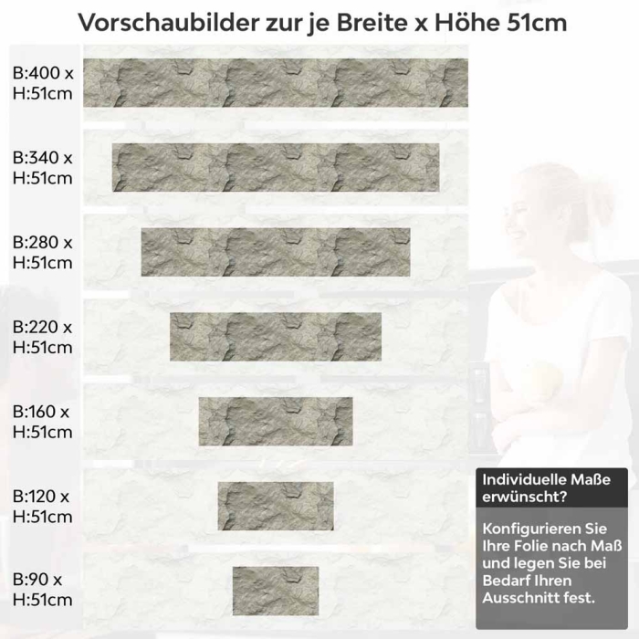 Küchenrückwand Folie Felsoptik - Stein-Look für Ihre Wohlfühlküche Höhe 51cm