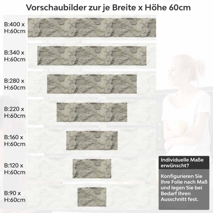 Küchenrückwand Folie Felsoptik - Stein-Look für Ihre Wohlfühlküche Höhe 60cm