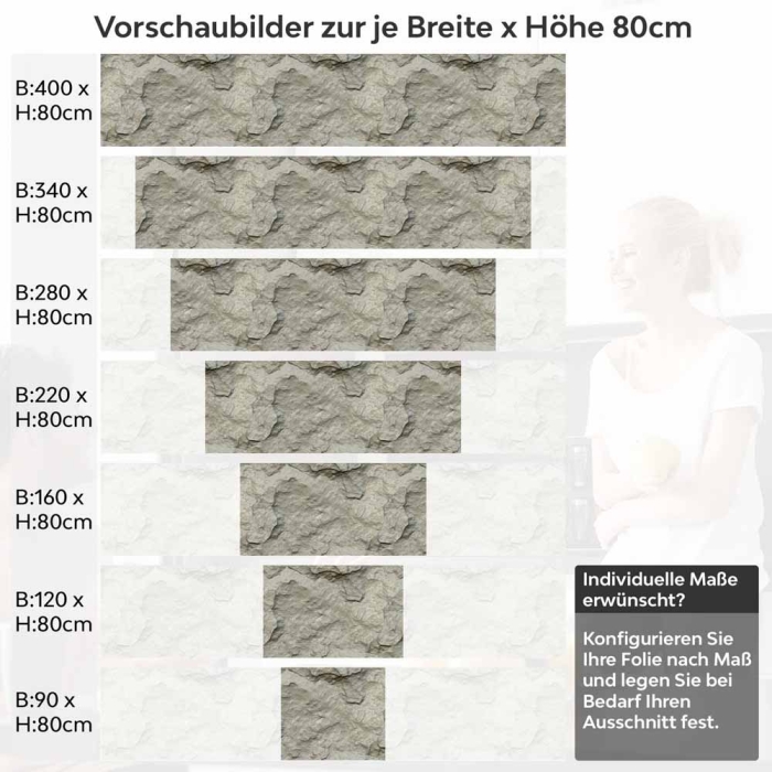 Küchenrückwand Folie Felsoptik - Stein-Look für Ihre Wohlfühlküche Höhe 80cm