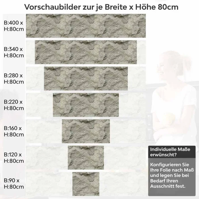 Küchenrückwand Folie Felsoptik - Stein-Look für Ihre Wohlfühlküche Höhe 80cm