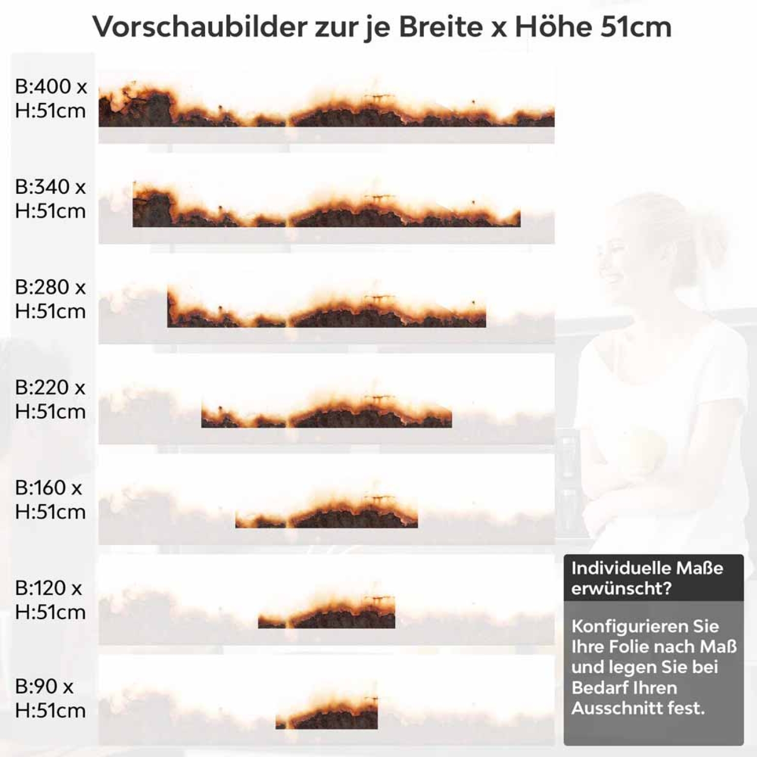 Küchenrückwand Folie Rostoptik - Industrielles Design für moderne Küchen Höhe 51cm