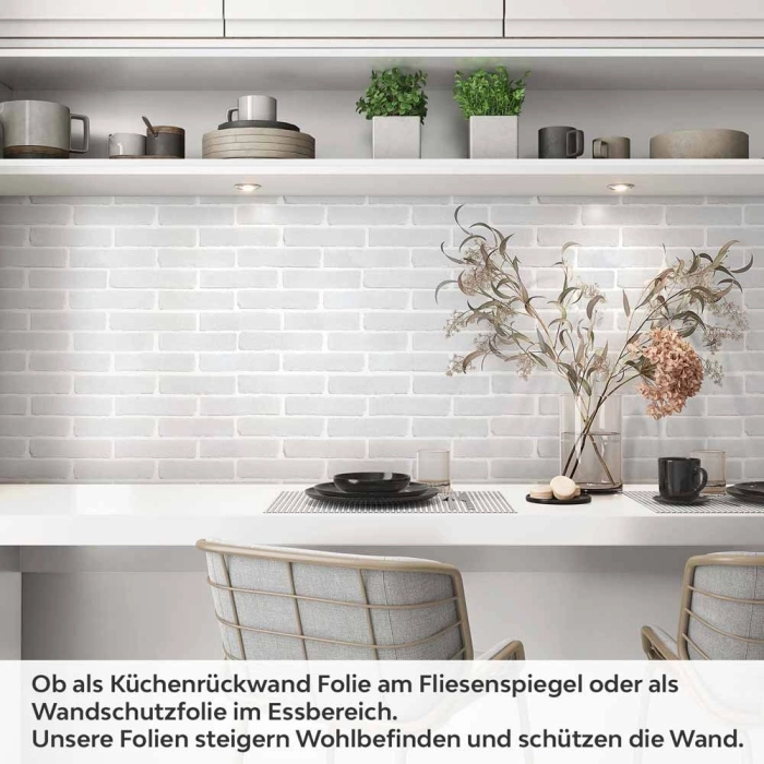 Küchenrückwand Folie Weiße Ziegelstein-Optik Artikelbild 1