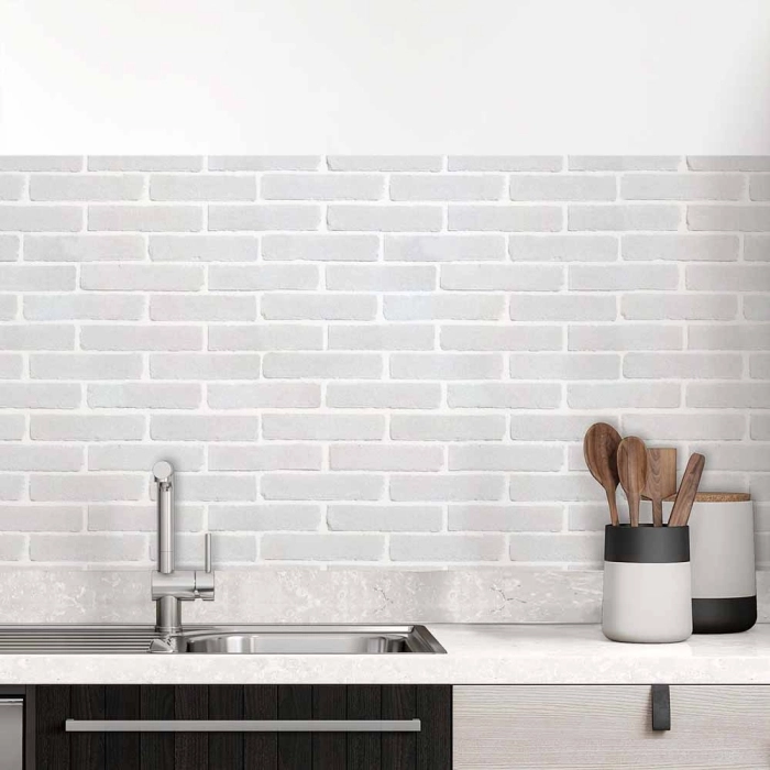 Küchenrückwand Folie Weiße Ziegelstein-Optik