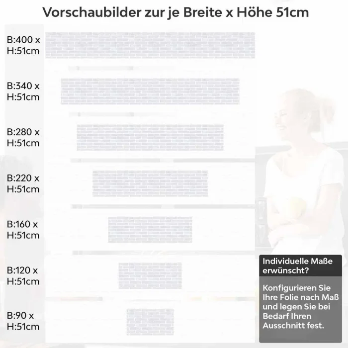 Küchenrückwand Folie Weiße Ziegelstein-Optik Höhe 51cm