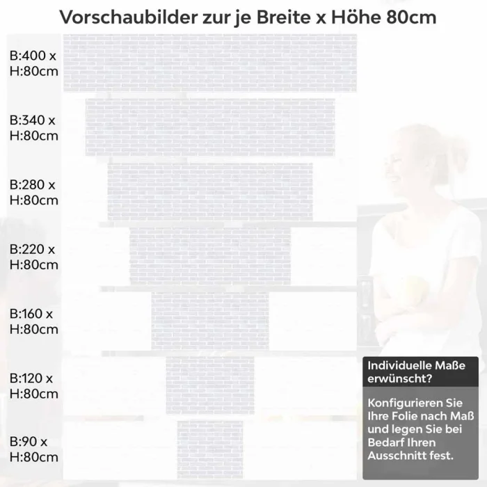 Küchenrückwand Folie Weiße Ziegelstein-Optik Höhe 80cm