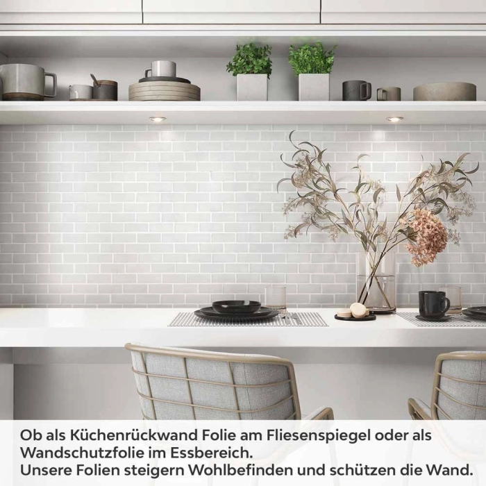 Küchenrückwand Folie Heller Ziegel-Look - Design, das begeistert Artikelbild 1