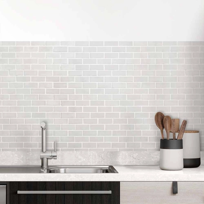 Küchenrückwand Folie Heller Ziegel-Look - Design, das begeistert