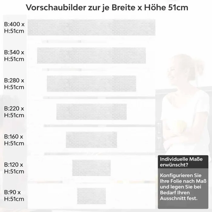 Küchenrückwand Folie Heller Ziegel-Look - Design, das begeistert Höhe 51cm
