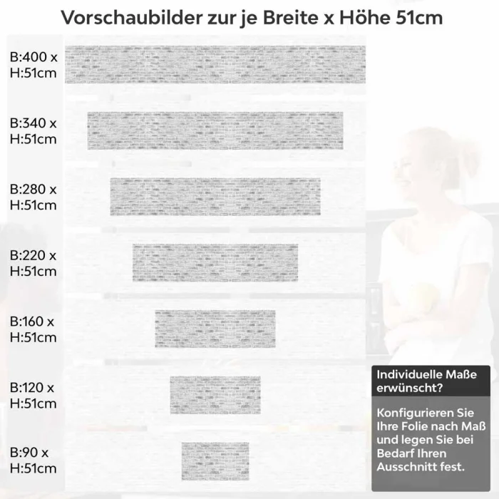 Küchenrückwand Folie Maueroptik Grau-Weiß - Skandinavisches Flair Höhe 51cm