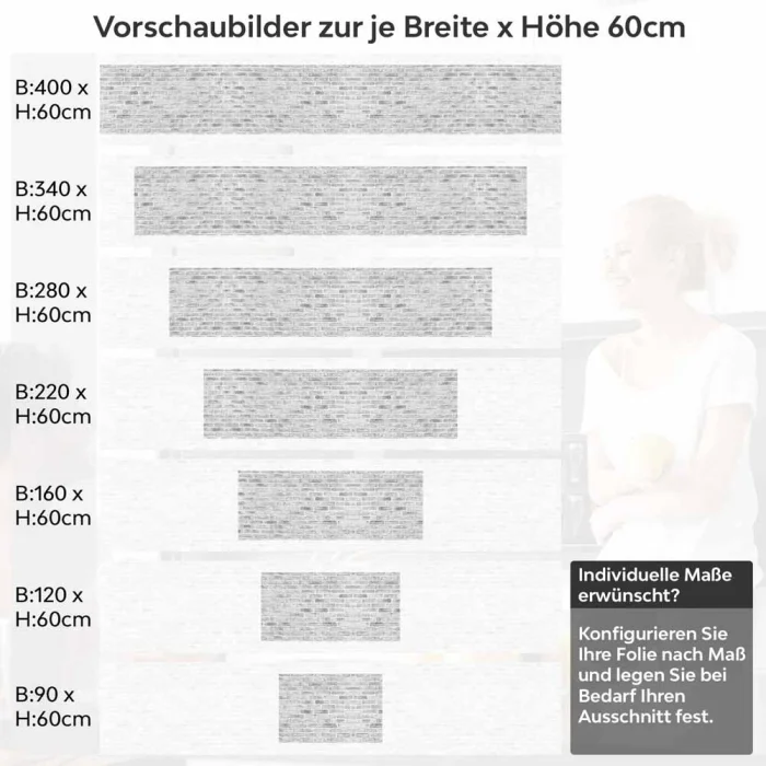 Küchenrückwand Folie Maueroptik Grau-Weiß - Skandinavisches Flair Höhe 60cm