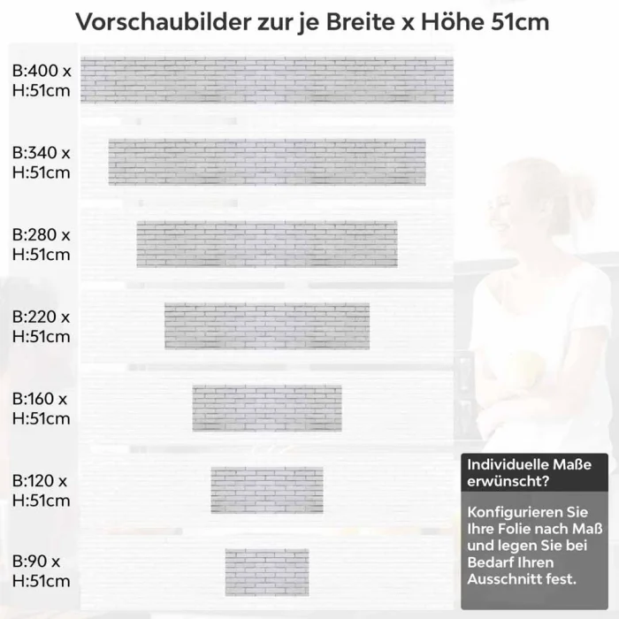 Küchenrückwand Folie Schmale Ziegelsteine - Zeitloses Ambiente Höhe 51cm