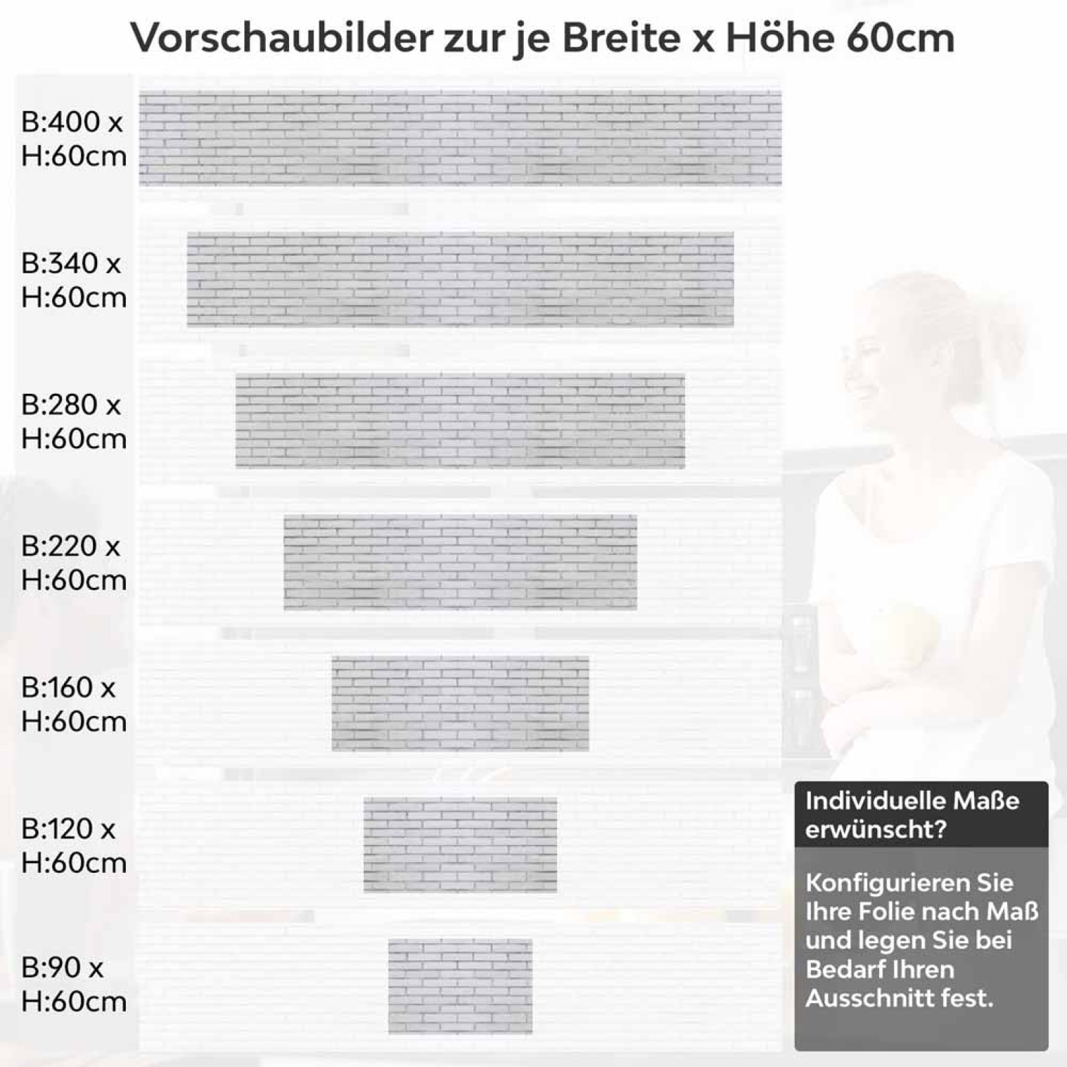 Küchenrückwand Folie Schmale Ziegelsteine - Zeitloses Ambiente Höhe 60cm