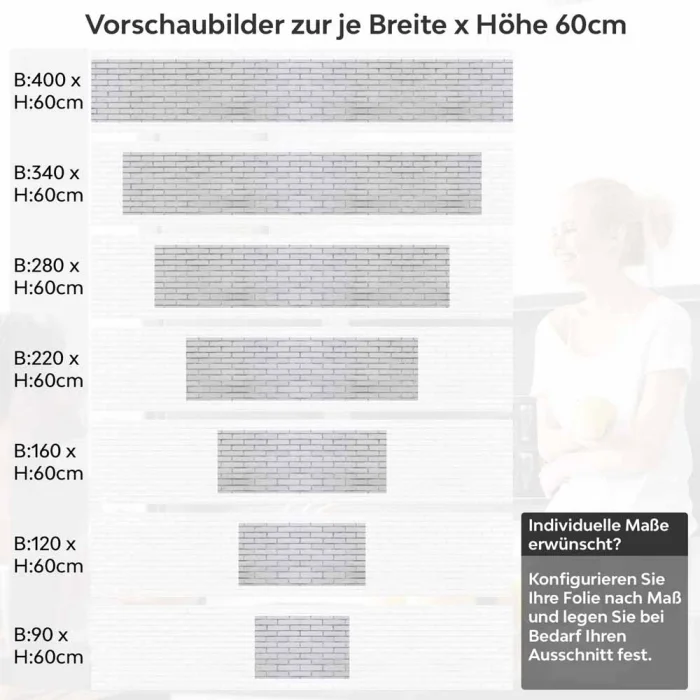 Küchenrückwand Folie Schmale Ziegelsteine - Zeitloses Ambiente Höhe 60cm