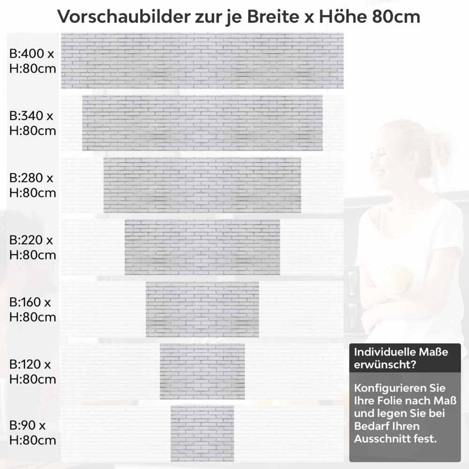 Küchenrückwand Folie Schmale Ziegelsteine - Zeitloses Ambiente Höhe 80cm