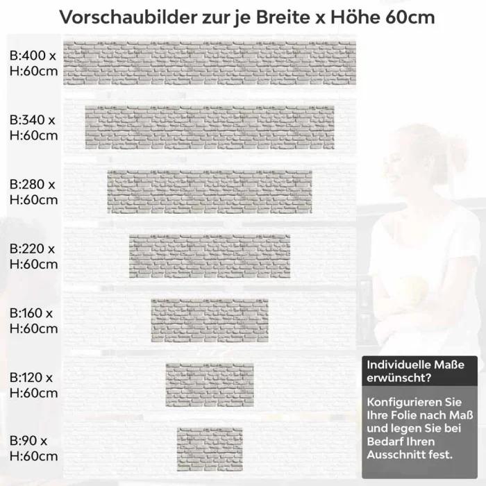 Küchenrückwand Folie Vintage Ziegeloptik Höhe 60cm