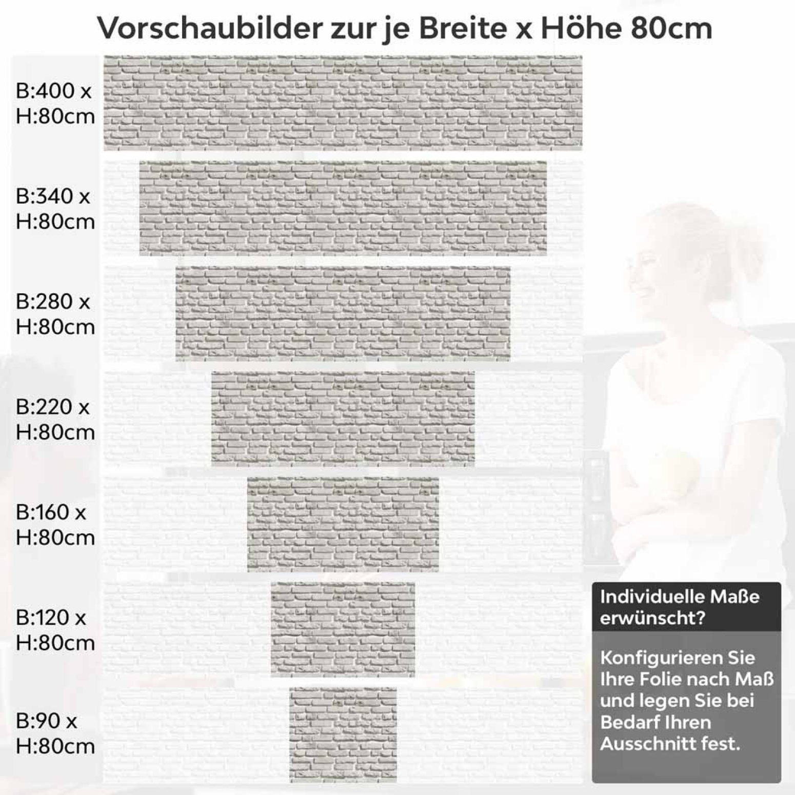 Küchenrückwand Folie Vintage Ziegeloptik Höhe 80cm