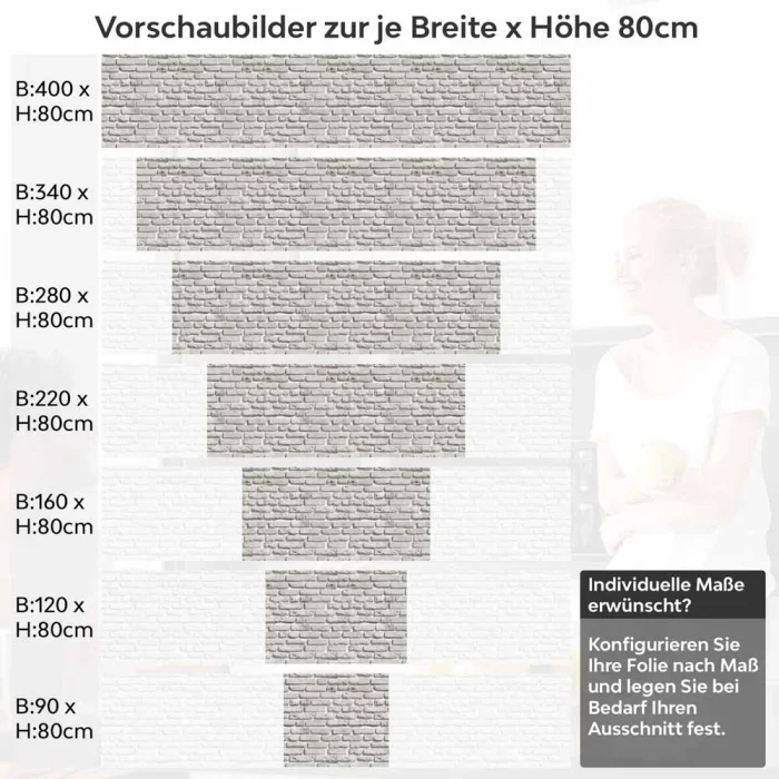 Küchenrückwand Folie Vintage Ziegeloptik Höhe 80cm
