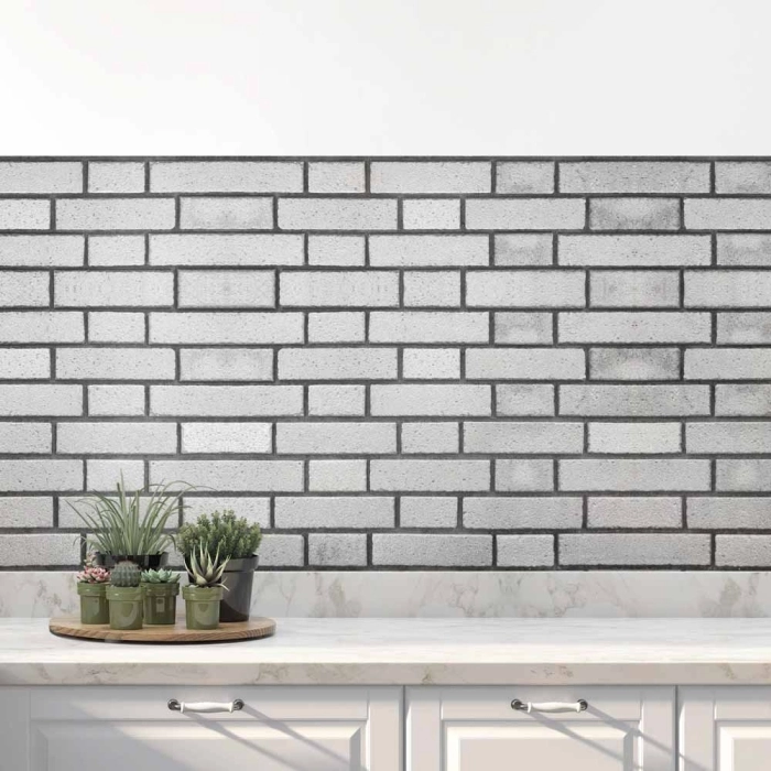 Küchenrückwand Folie Graue Backsteinoptik