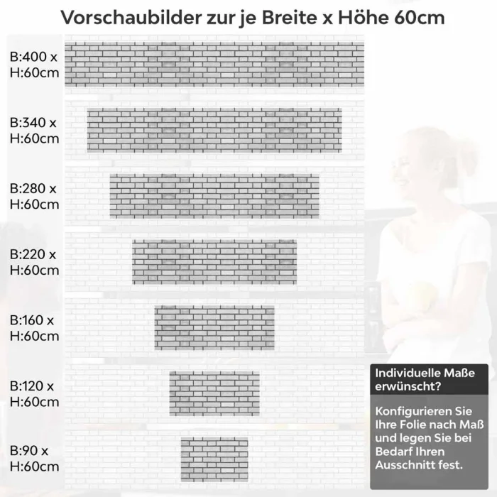 Küchenrückwand Folie Graue Backsteinoptik - Look für stilvolle Küchen Höhe 60cm